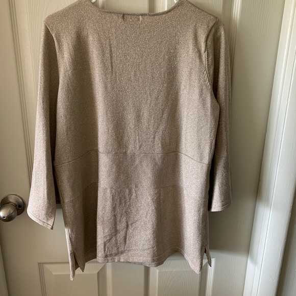 Evie gold metallic silk faux wrap top. Size 1X - Picture 7 of 7